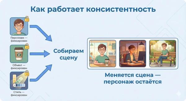 Консистентность персонажей и стилей в нейросетях — что это и как сохранить
Консистентность персонажей и стилей в нейросетях — что это и как сохранить